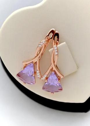 Красивые серьги с цирконами (медицинское золото)