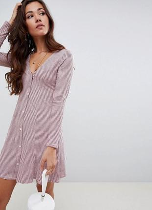 Розпродаж!!! смугаста сукня в рубчик на гудзиках від asos