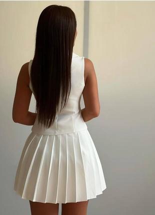 Белый женский классический костюм на осень для школы, работы или универа (жилет и...