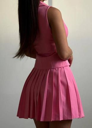 Белый женский классический костюм на осень для школы, работы или универа (жилет и...