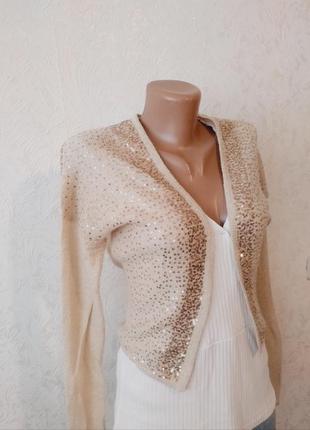 Кардиган паутинка,  накидка, кардиган женский, бежевый кардиган паутинка с пайетками, женская одежда обувь аксессуары