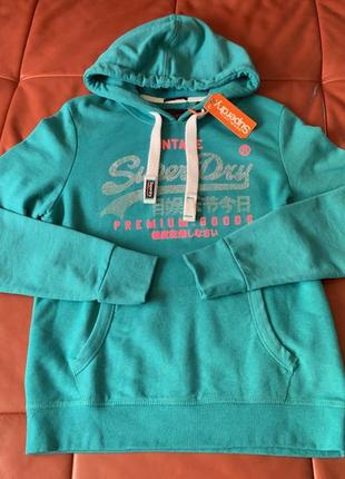 Худі толстовка з капюшоном бірюзова superdry