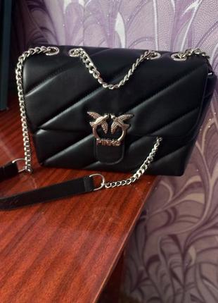Жіноча сумка pinko puff black bag (чорна) пінко крос боді