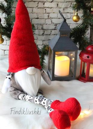 Новогодний гном в скандинавском стиле, скандинавский гномик, рождественский гном, гном санта