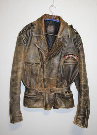 Женская винтажная байкерская кожаная куртка косуха harley davidson