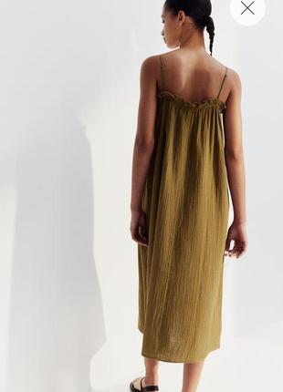 Бавовняна  довга сукня з оборками h&m