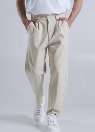 Брюки бренд беж молочные мужские штаны классика