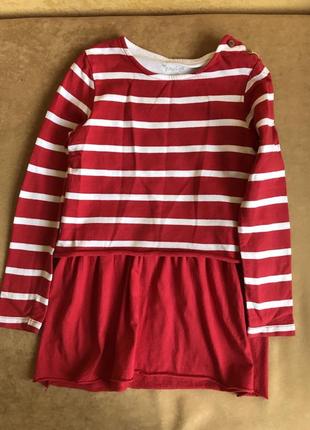 Платье трикотажное платье красное в полоску 122-128