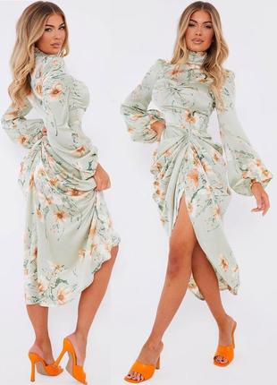 Распродажа платье prettylittlething миди с драпировкой7 фото