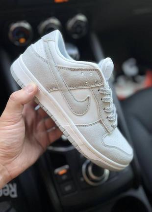 Кроссовки женские nike sb dunk low Bukser gray & white👟