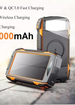 Умб із сонячною панеллю vhg wsc26 30000 mah portable solar charger wireless 4 panel black