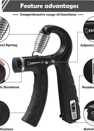 Пружинный эспандер регулируемый 5-60 кг. эспандер кистевой со счетчиком от 0 до 99....