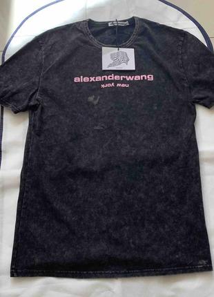 Футболка alexander wang черная с эффектом варки, в наличии