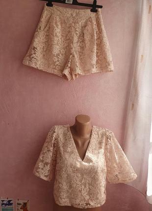 Бежевий мереживний костюм мохіто