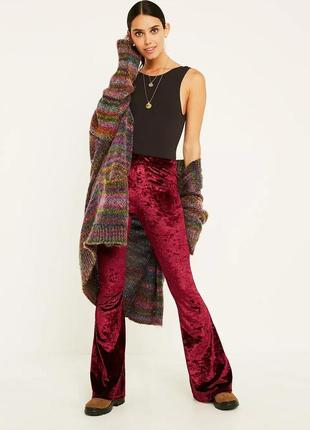 Бордові оксамитові штани кльош/бархатні