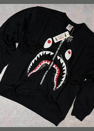 Брендовий ексклюзивний світшот bape з принтом чорний чоловічий світшот кофта брендова з принтом лонгслів bape
