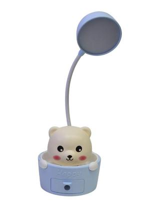 Дитяча настільна лампа cute pets з точилкою для олівців, блакитний