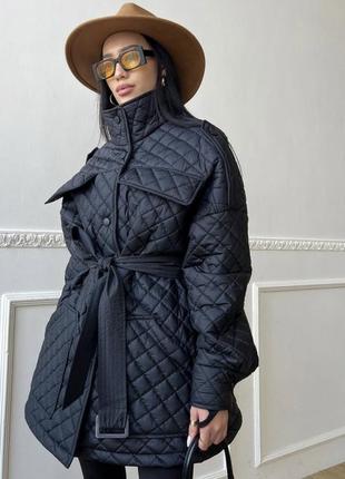 Стьобана куртка-сорочка oversize  в базових кольорах з плащової тканини на підкладі