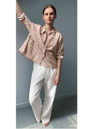 Льняная блуза, рубашка, топ zara