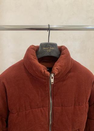 Вельветова куртка bershka цегляна дута жіноча4 фото
