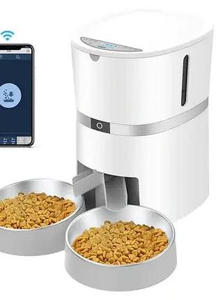 Автоматична годівниця для кішок і собак honeyguaridan s36d 3.8l wifi на 2 миски, смарт годівниця для тварин