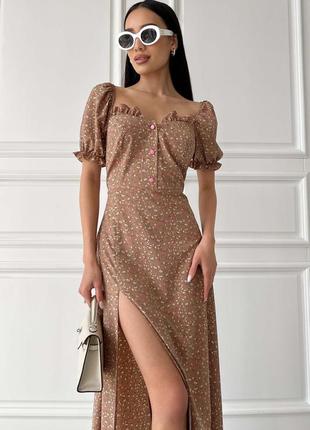 Чарiвна сукня мiдi з розрiзом (3 кольори) довге плаття