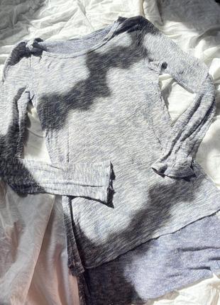 Базовый женский серый легкий свечер, туника удлиненная, водолазка3 фото