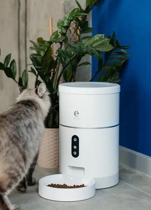Автоматична кормушка для котів і собак els pet 4l, смарт годівниця з wifi, білий