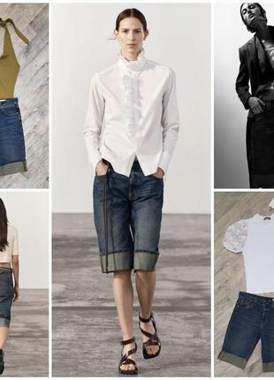 Крутые удлиненные джинсовые шорты бермуды zara loose capri. новая коллекция