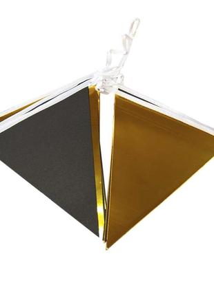 Святкова гірлянда прапорці (золотий з чорним)