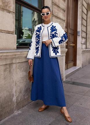 Вишита сорочка-піджак з котону