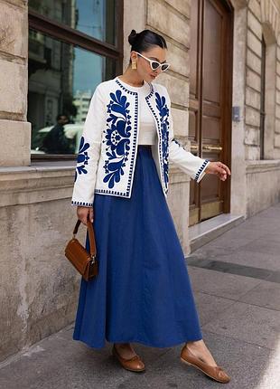 Вишита сорочка-піджак з котону