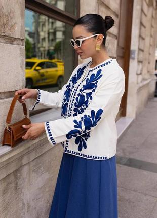 Вишита сорочка-піджак з котону