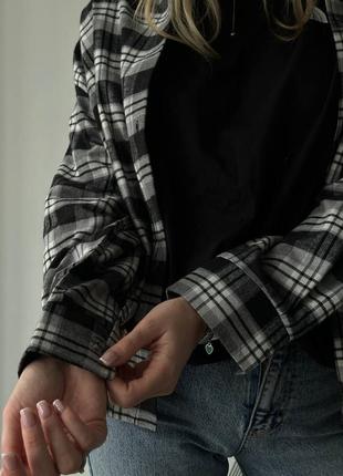 Рубашка в клетку байка в клетку хс с м л свободного кроя рубашка 42 44 46 премиум хит продажа5 фото