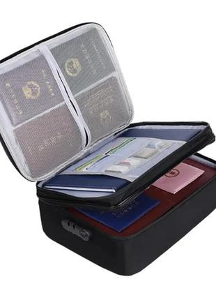 Органайзер папка для документів із кодовим замком на 2 відділення чорний4 фото