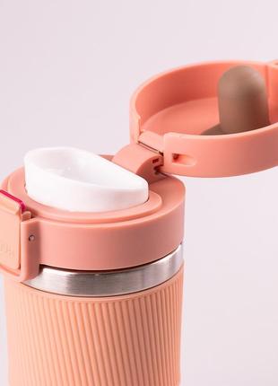 Термос металлический с широким горлом • термокружка 400 мл • термос из нержавейки розовый