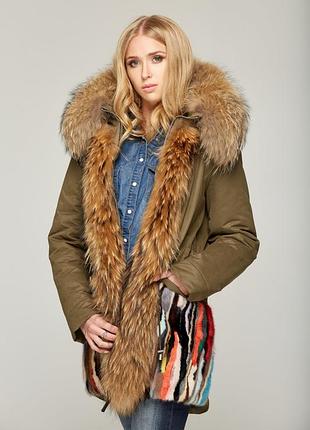 Зимова парка кольору хакі прямого силуету