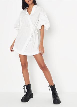 Новое белое платье с объемными рукавами missguided