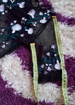 Футболка сетка с вышивкой с вышитыми цветами5 фото