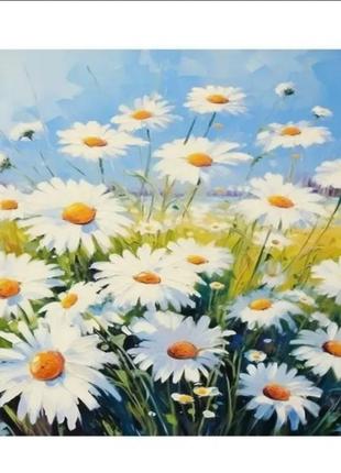 Яркая картина по номерам на холсте без рамки 20*30 см а4 ромашки