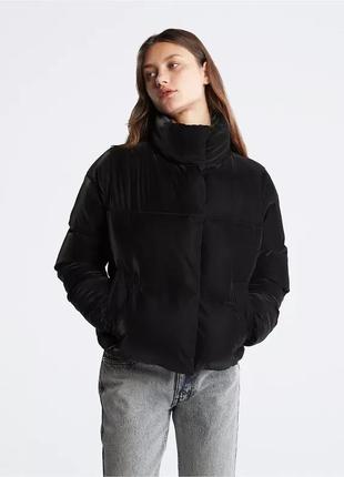 Новый женский пуховик calvin Pale klein (ck short puffer jacket velvet blk) c америки xl