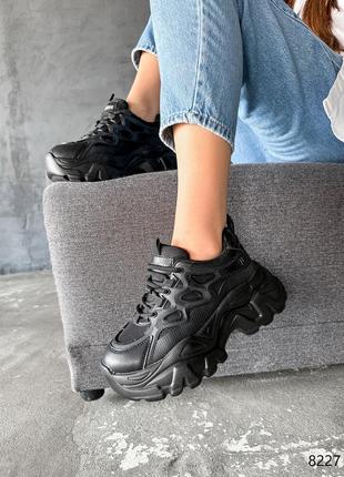 Кроссовки женские denie черные эко-кожа 8223