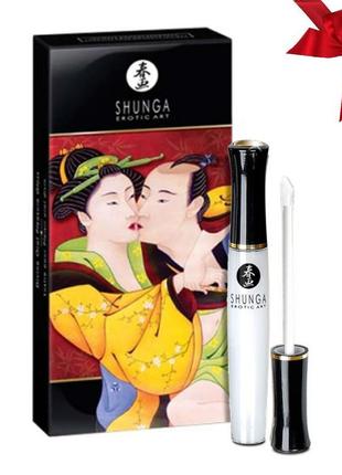Стимулирующий блеск для губ shunga lipgloss - sparkling strawberry wine (10 мл), эффект покалывания  so2554