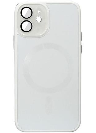 Чохол tpu+glass sapphire midnight with magsafe для apple iphone 12 (6.1"), білий / white