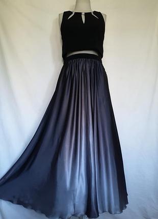 Неймовірна вечірня сукня, довге ошатне графітове плаття betsy&adam, літня сукня в підлогу