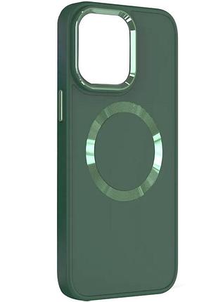 Tpu чехол bonbon metal style with magsafe для apple iphone 15 plus (6.7"), зеленый / pine green