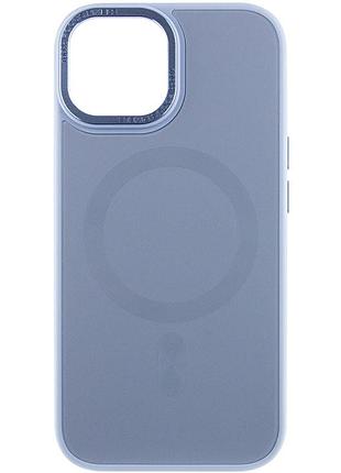 Чохол tpu+glass sapphire midnight open camera with magsafe для apple iphone 15 plus (6.7"), синій / blue