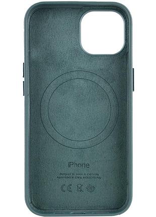 Кожаный чехол leather case (aa plus) with magsafe для apple iphone 14 (6.1 дюйма) pine green 2