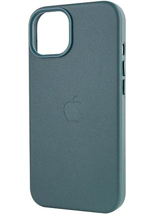 Кожаный чехол leather case (aa plus) with magsafe для apple iphone 14 (6.1 дюйма) pine green 6