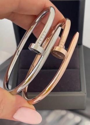 Браслет медсталь и родий, гвоздь гвоздик картье cartier, под серебро под золото, без камушков